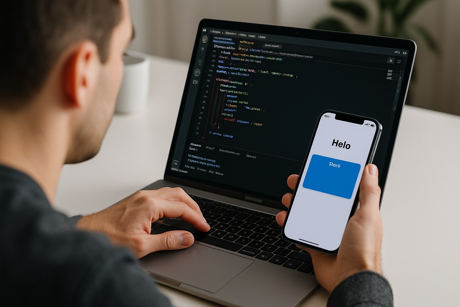 The same app running side by side on an iPhone and an Android handset from one shared codebase